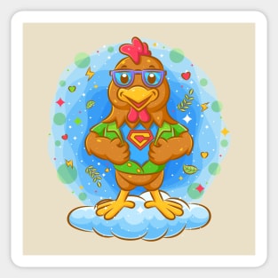 Rooster super hero costume Sticker